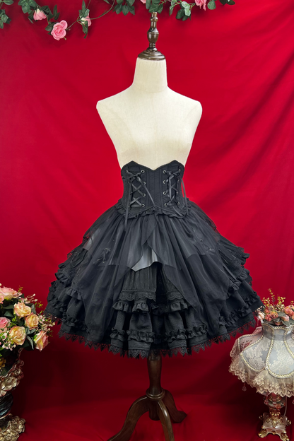 グッドエビルロリータゴシックジーシャツ＋フレアスカート＋ウエストベルト