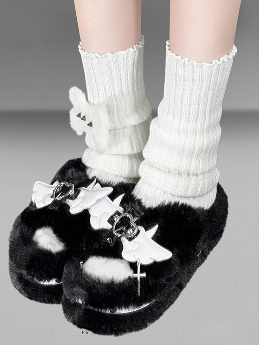 Fur Platform Slippers DeVille Shoes Angel