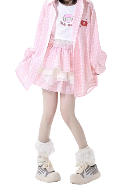 トップケーキ オーバーシャ​​ツ ノースリーブスカート +