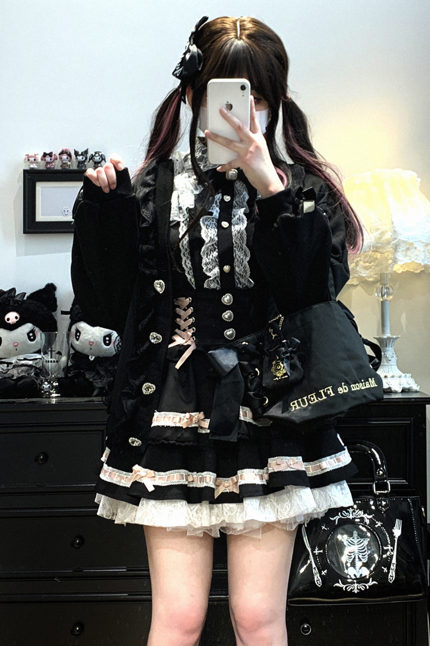 Strickjacke Spitze Band Schleife Lose