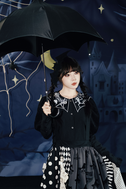 クロップドスリーブ スパイダーカラー パフトップ