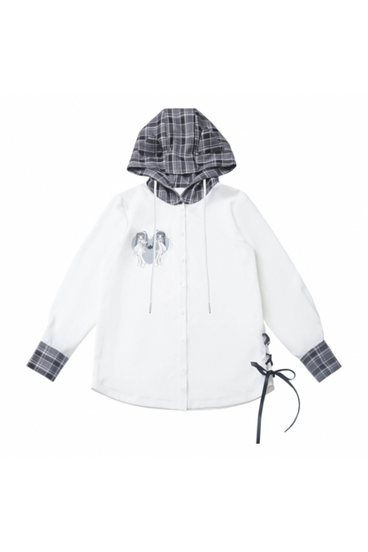 Halbes Oberteil, Hose, Hemd mit Kapuze + Karomuster