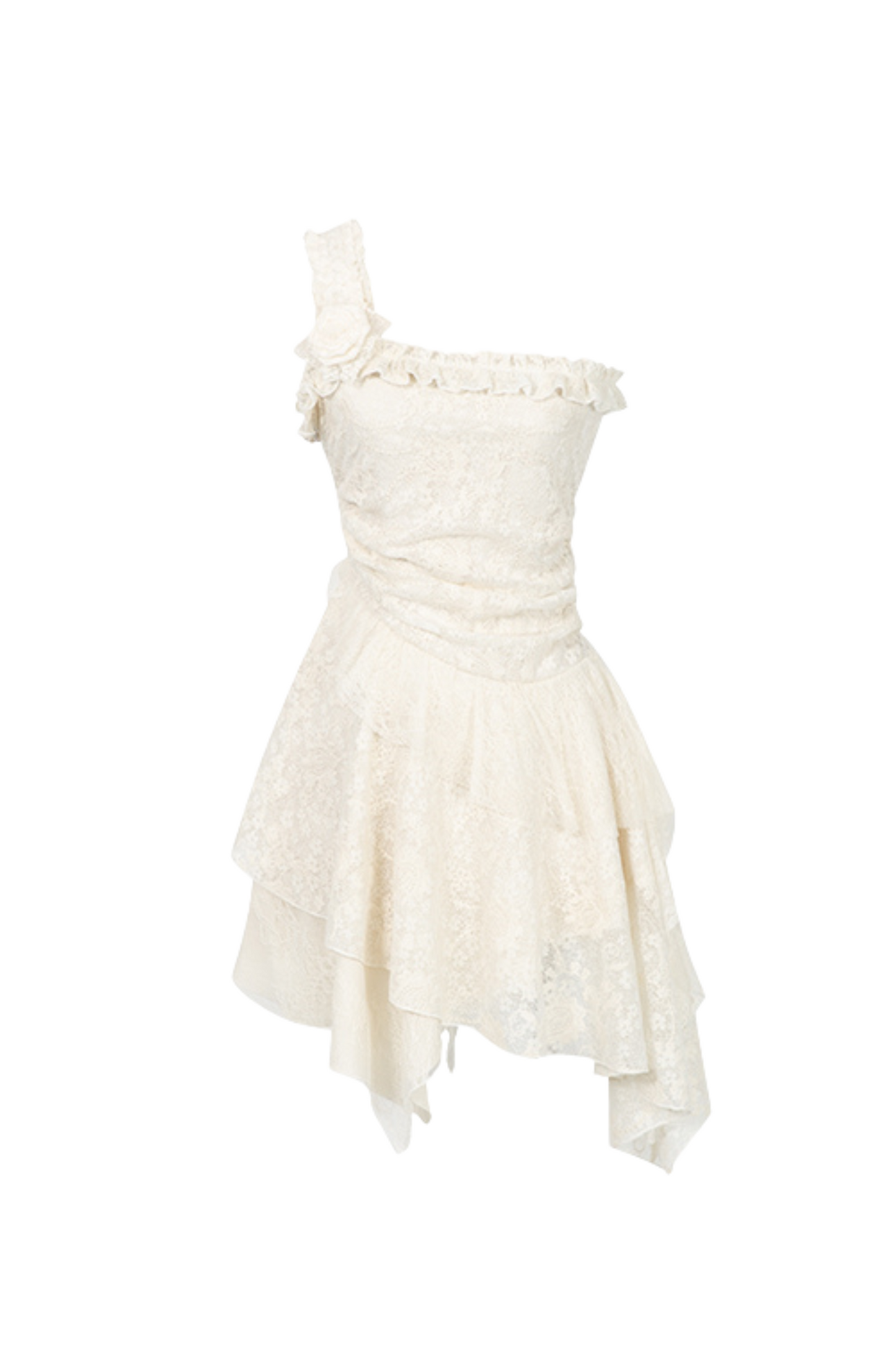 Blumenkleid Asymmetrisch Spitze Ärmellos