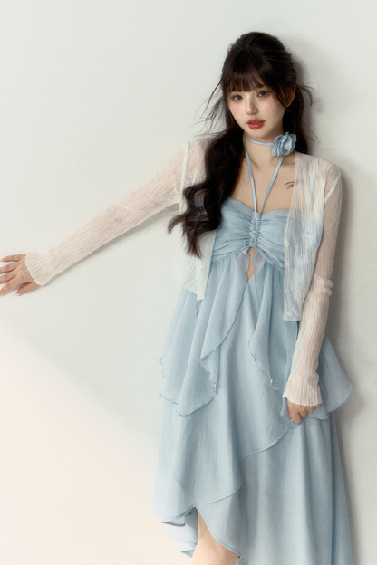 ウィンドネックフレンチ＋シーサイドドレスホルターフラワー