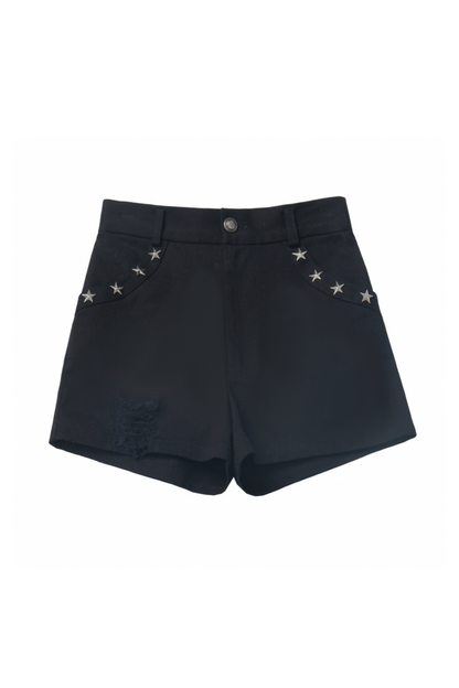 シックなショルダーロックショートワンピース+ショートパンツトップチェック