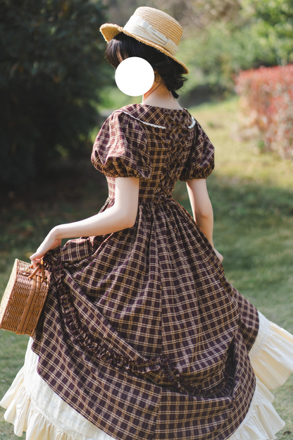 チェックレトロワードロリータペチコートドレスフォレスト+