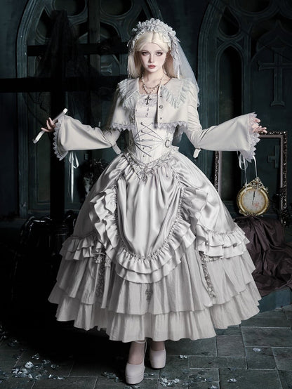 Cropped Lolita Embroidered Gothic Top Collar Pointed Silver