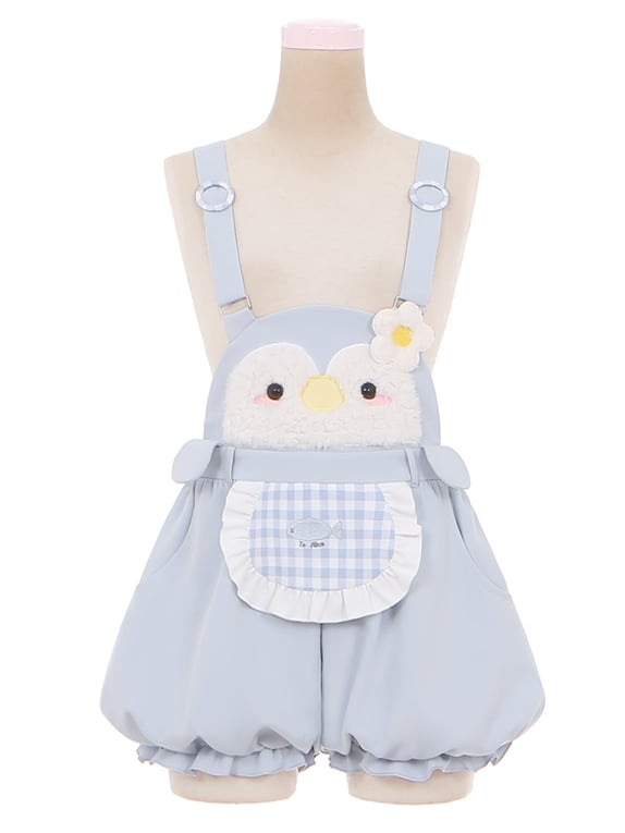 Little Penguin – Blaue, süße Overalls mit Bubble-Shorts