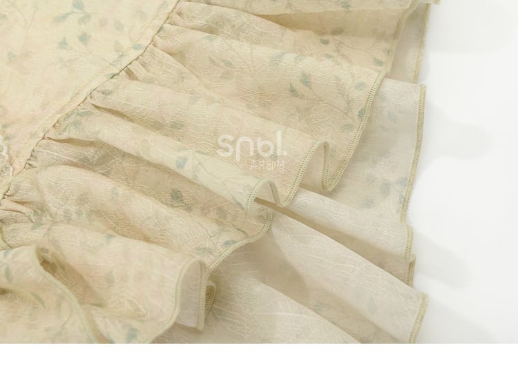 High-low Blouse Collar Trim Lace Pan Apricot Peter