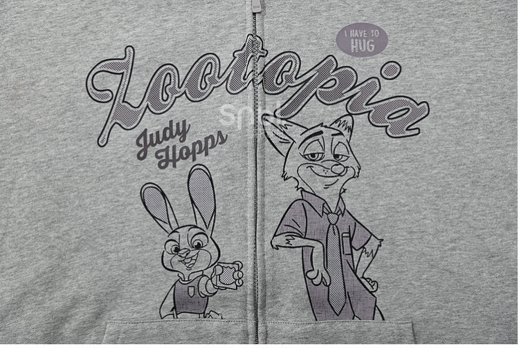 Zootopia Judy und Nick Print Grauer Reißverschluss-Hoodie