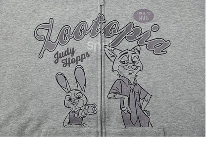 Zootopia Judy und Nick Print Grauer Reißverschluss-Hoodie