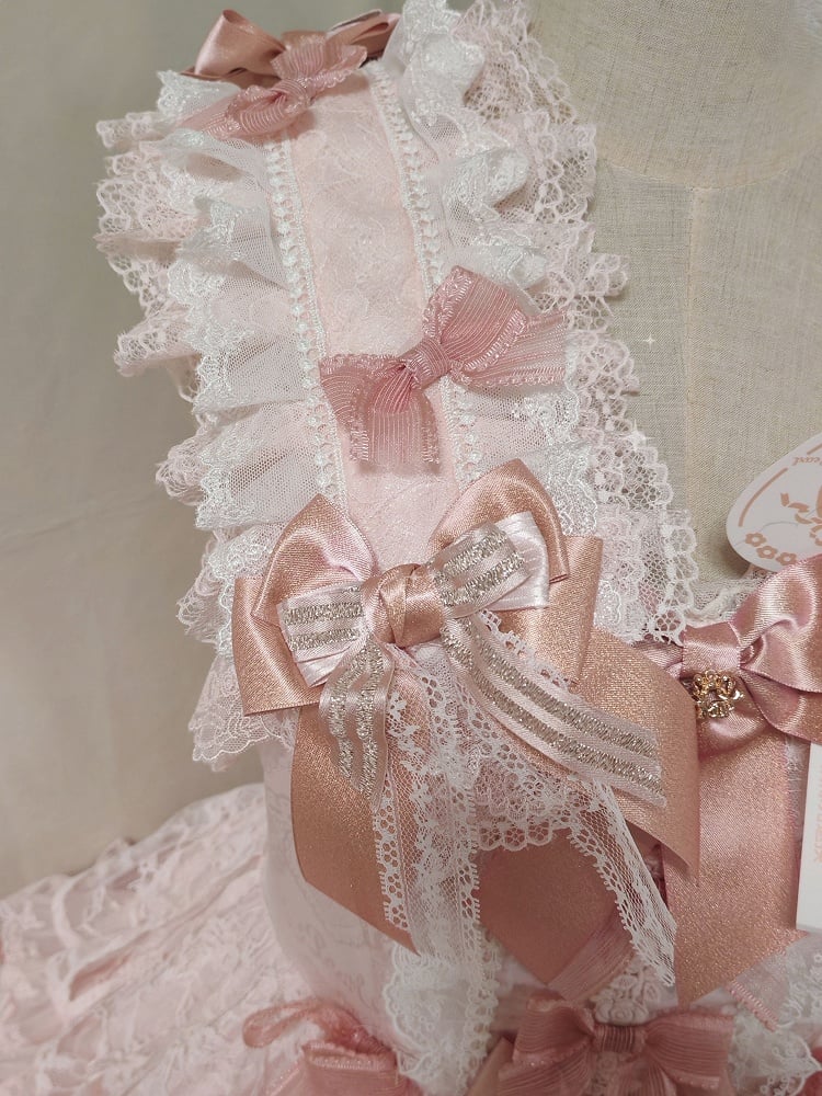 Hairband Bowknot White Lolita Lace Pink Glitter