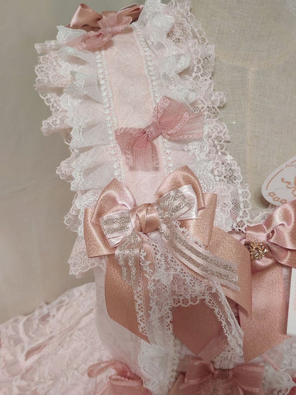 Hairband Bowknot White Lolita Lace Pink Glitter