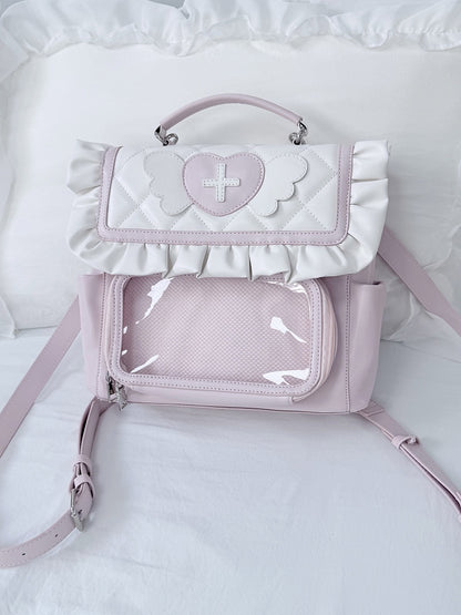 Wing Jirai Heart Accents and Pink Bag Ita Kei Flip-Flop with Style Angel White