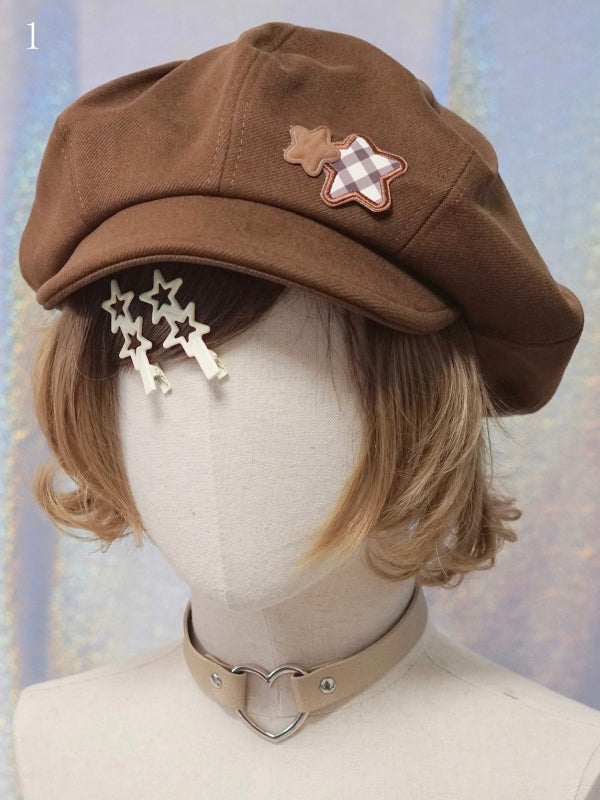 Hat Options Applique Beret Button/Star/Dog 10