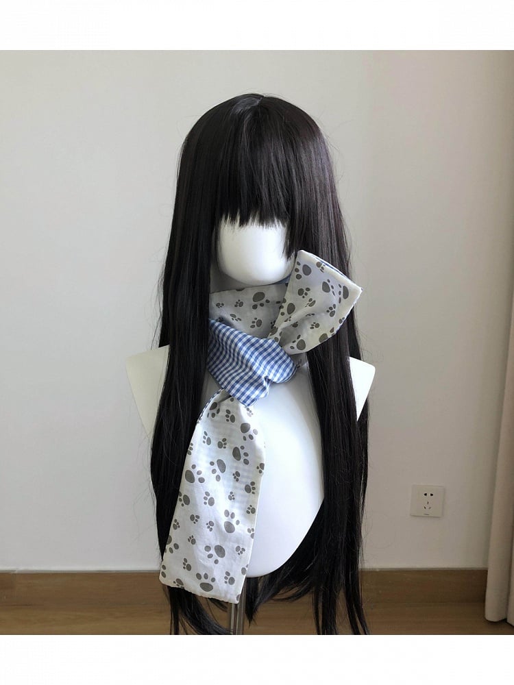 Y2K Scarf with Paw Print and Checks - freetrader
