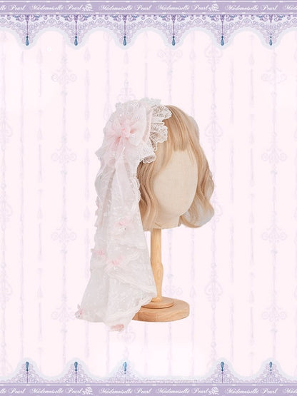 Floral Embroidered Parasol Hairpiece with Lace Trim - Mademoiselle Pearl
