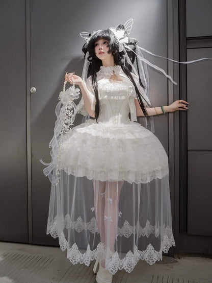 Classic White Snow Hime Lolita Dress Set with Accessories - Airfreeing