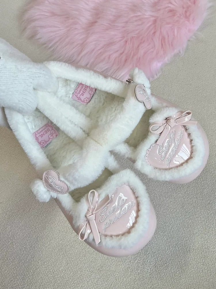 Top Heart Pink Sweet Cozy Fleece Lining at Lolita Flats