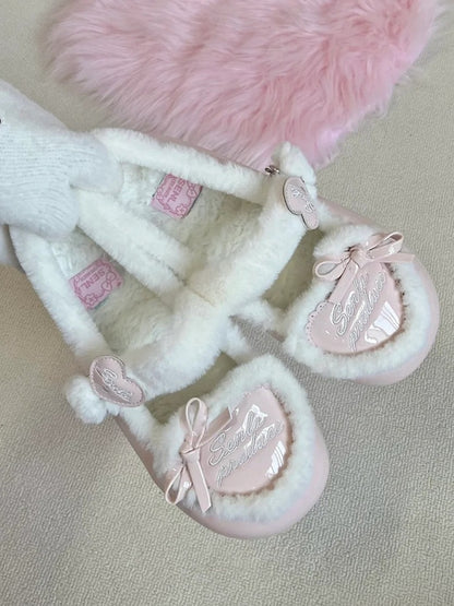 Top Heart Pink Sweet Cozy Fleece Lining at Lolita Flats