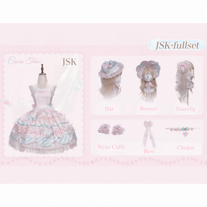 Pink & Blue Sweet Candy-themed Lolita JSK Dress - Meng Fu Zi
