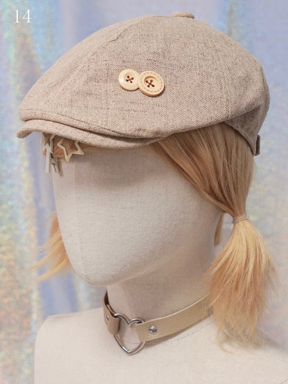 Options Applique Hat Beret Button/Star/Dog Y2K 17