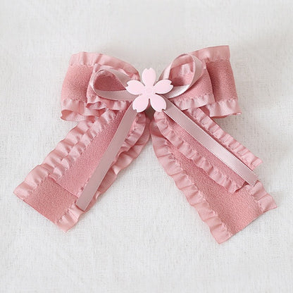Lolita Cherry Bowknot Blossom Cute Hairclip Pink