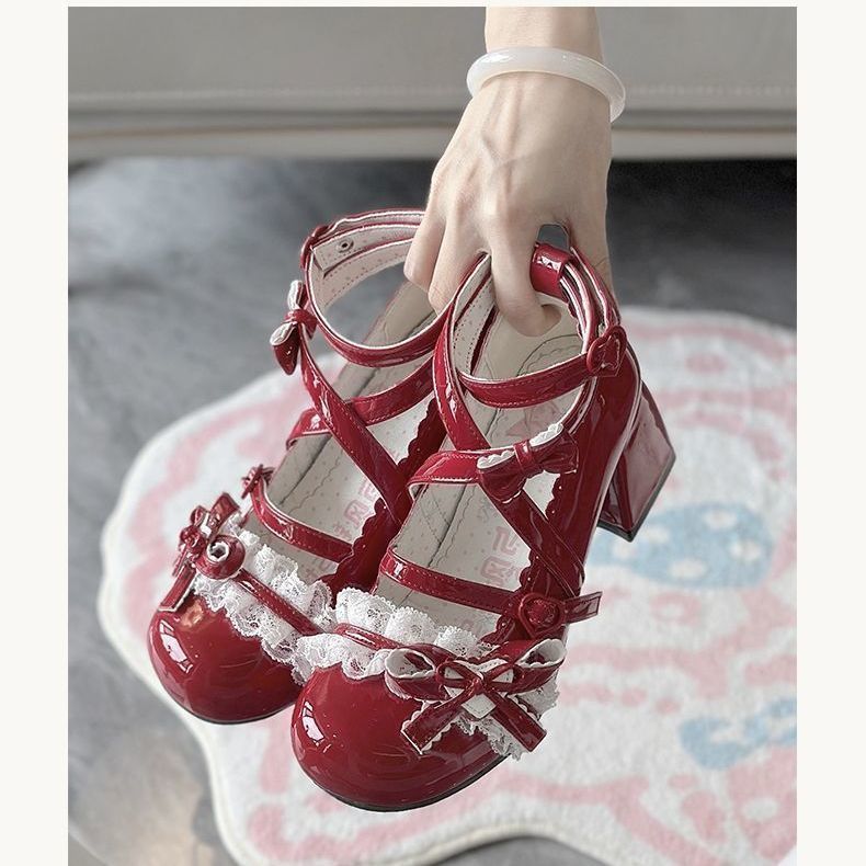 Lolita Mary Jane Mid Heel Shoes – Sweet Original Lolita Floral Bell Pumps