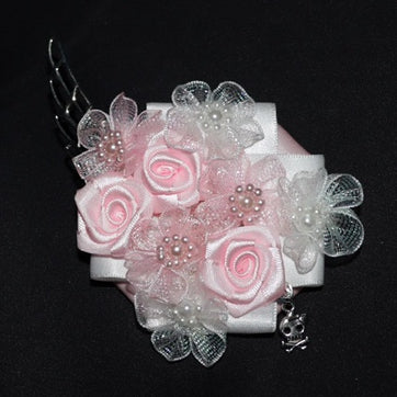 Beaded Design PinkWhite Hairclips Skeleton Charm Floral Wing And Decorated