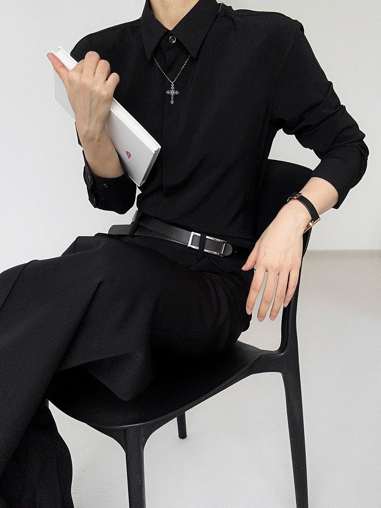 with Lolita Wide-Leg Ouji Pants High-Waisted Black Pockets Slant