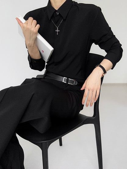 with Lolita Wide-Leg Ouji Pants High-Waisted Black Pockets Slant