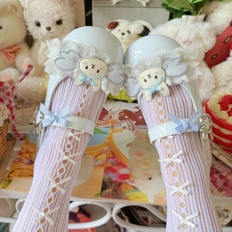 Design - Janes Trim Blue Lace Bunny Low-heel/Mid-heel Mary Sweet