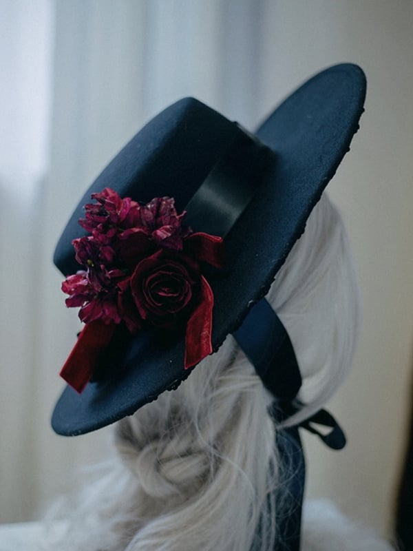 Floral Decorated Lace Hairclip Red/Black/White Bowknot