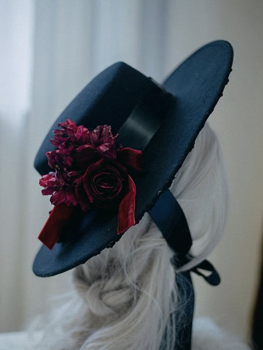 Floral Decorated Lace Hairclip Red/Black/White Bowknot
