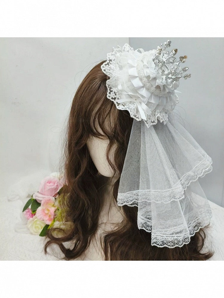 White Lolita Mini Hat Veil