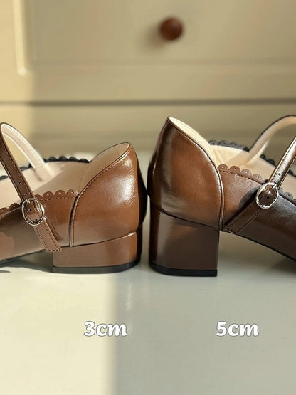 Bow Shoes Sweet Pink 5cm with Scalloped Trim Decor Mid-heel Lolita