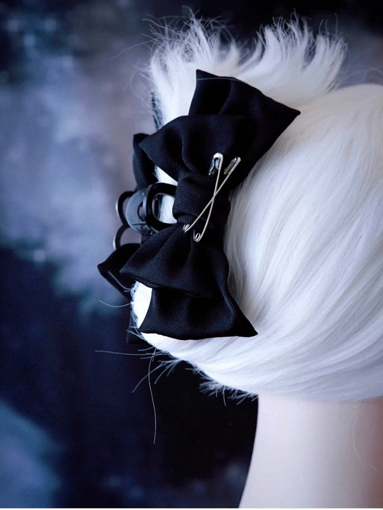 Black Bow Hair Claw Clip with Spikes - Strange Sugar