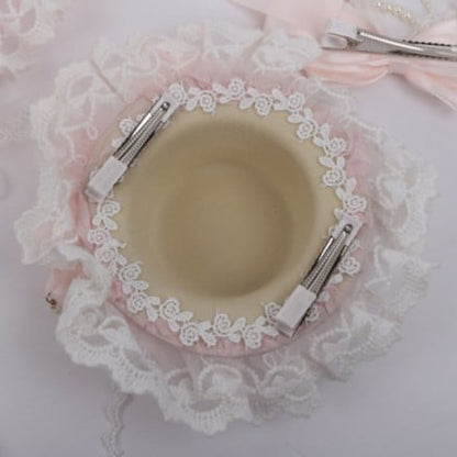 Hat White Rose Mini Butterfly Lace Pink Sweet Lolita
