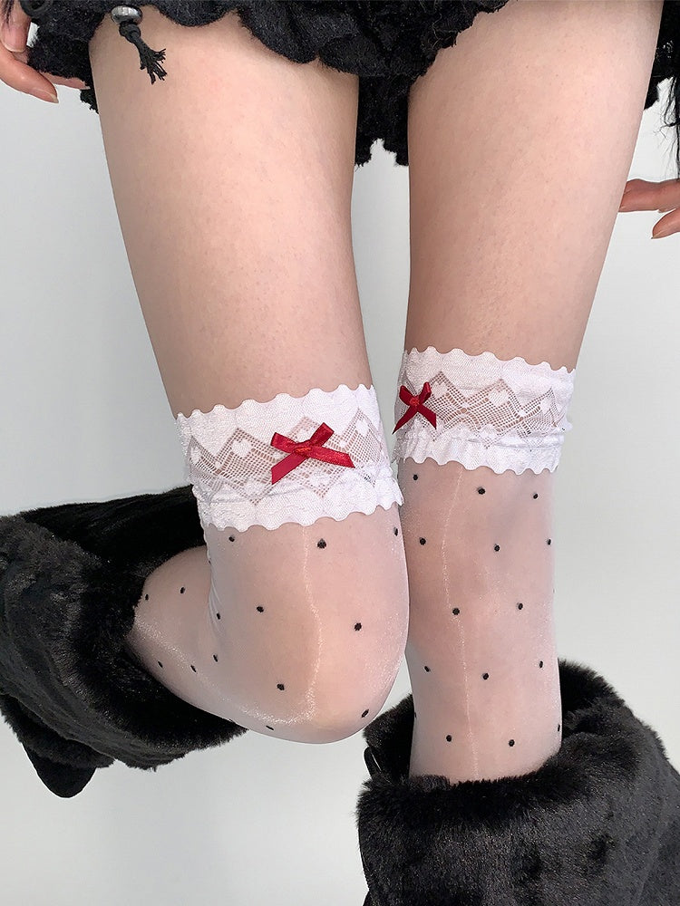 Colors） Stockings（4 Lace Polka Thigh-High Top Dot