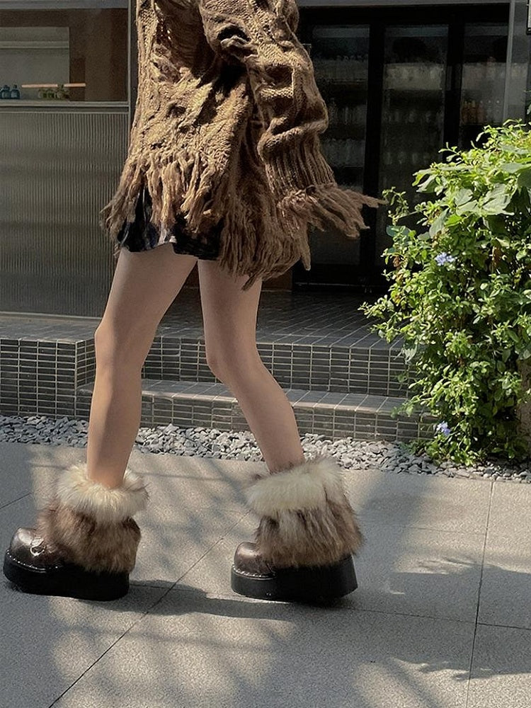 White & Brown 20CM/30CM Shaggy Leg Warmers