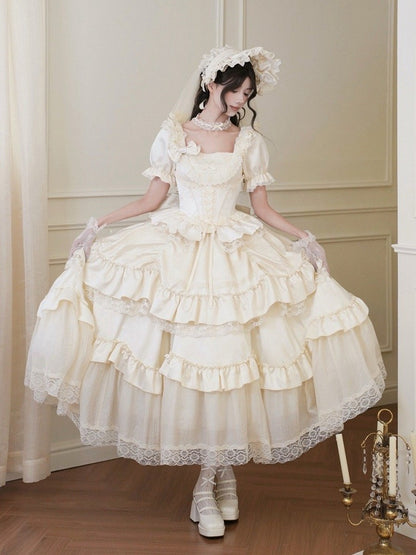 Rosette Corset Boned Embroidery Beige Belt