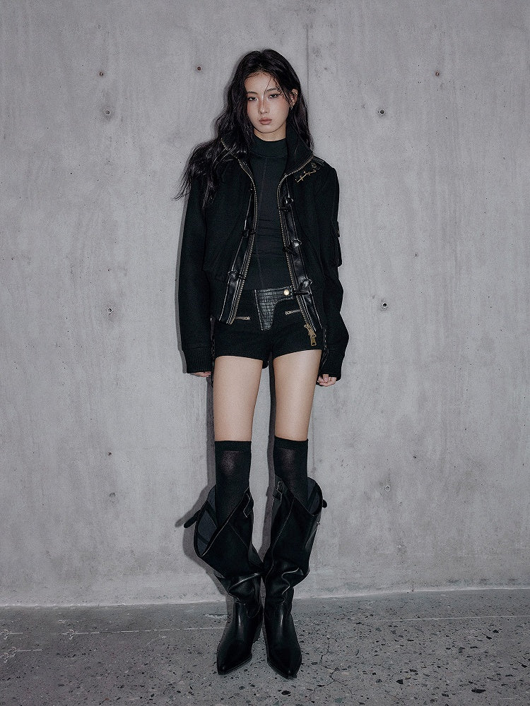 Jacket Closure Black Zip Toggle - Mock Neck Vintage