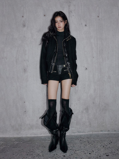 Jacket Closure Black Zip Toggle - Mock Neck Vintage