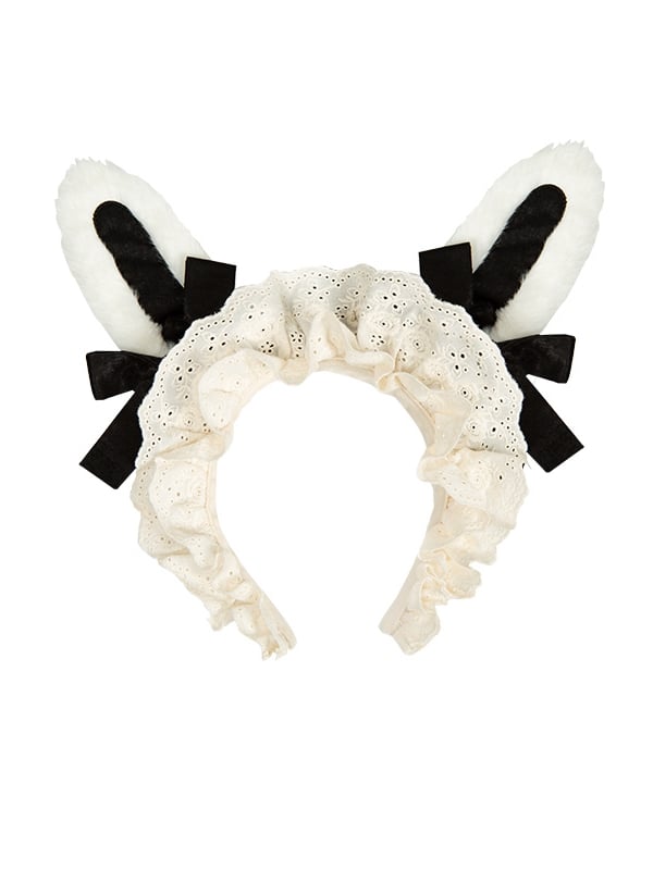 Cremige abnehmbare Plüsch-Hasenohren Maid Lolita KC