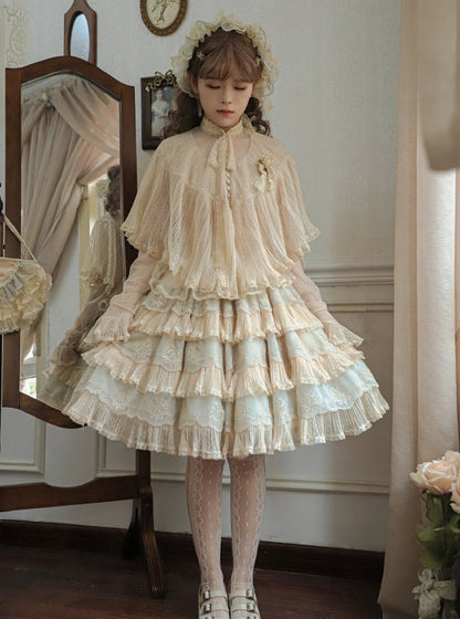Beige Elegant Details Striped Lolita Shawl