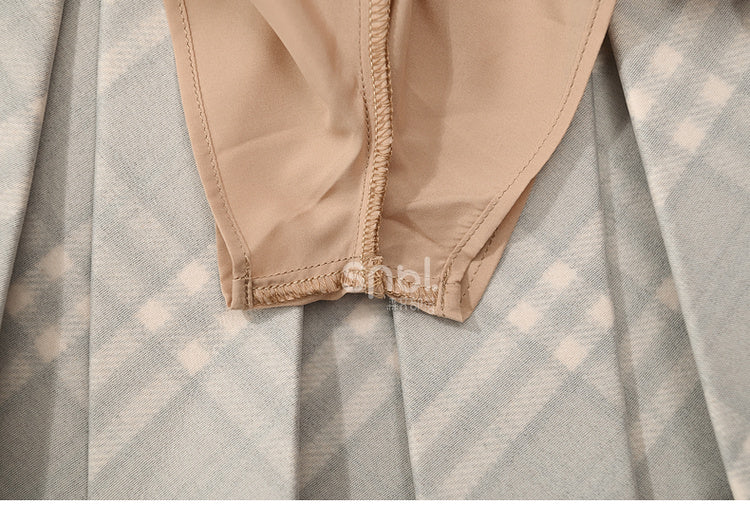 Brown High Waist Plaid Box Pleat Skirt