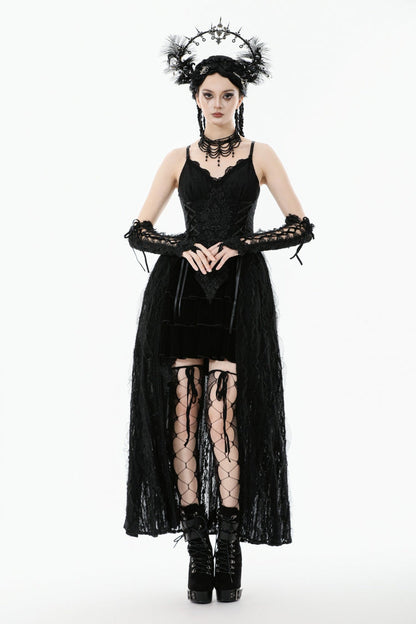 Black Floral Embroidered Lace Slip Dress Gothic Sleeveless