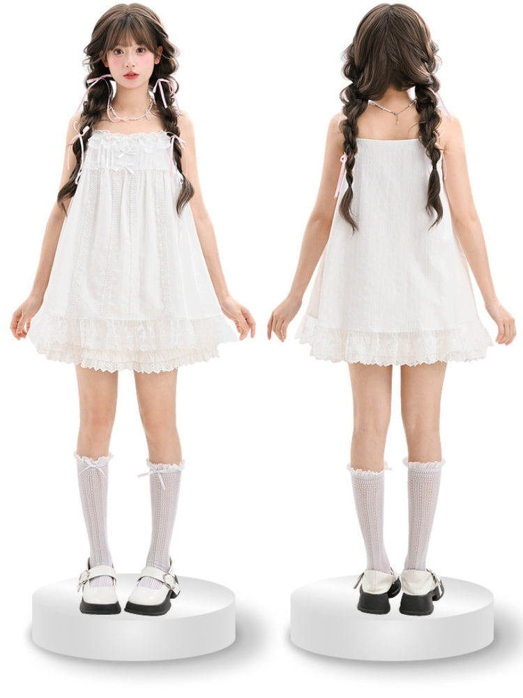 ホワイトレーストリム ボウノット キャミソールトップ