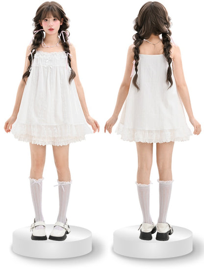 ホワイトレーストリム ボウノット キャミソールトップ