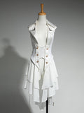 White Ruffle Fashion Gothic Detachable Cascading Train Lolita Waistcoat Ouji with